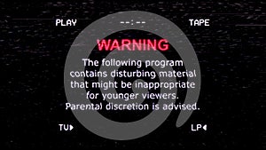 VHS warning disturbing material noisy