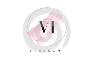 VI V I Watercolor Letter Logo Design with Circular Brush Pattern