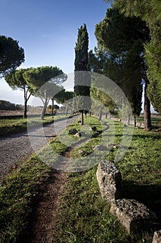 Via Appia Antica, old road build by ancient Romans photo