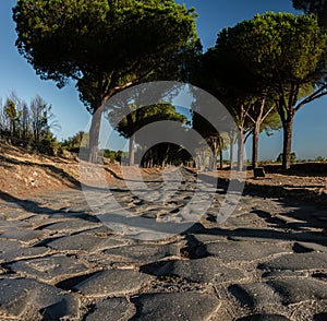 Via Appia, Appian Way from Porta Appia, anicient road of Rome