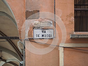 Via de Musei street sign in Bologna photo
