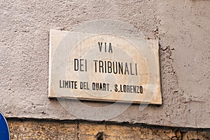 Via Dei Tribunali Street Sign in Naples, Italy