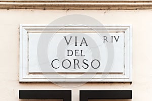 Via del Corso street sign