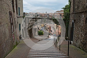 Via dell`Acquedotto is a 13th century street in Perugia, Umbria, Italy