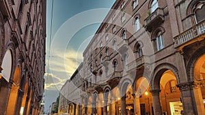 Via dell'Indipendenza in the morning, Bologna city, Emilia Romagna, Italy photo