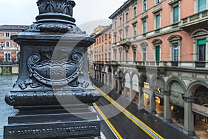 Via dell& x27;Indipendenza street in Bologna, Italy, street lamp detail photo