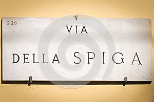 Via della Spiga ensign in Milan