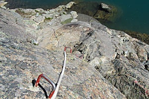 Via ferrata on the rock