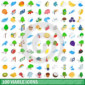 100 viable icons set, isometric 3d style
