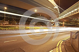 Viaduct car light trails night