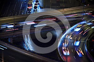 Viaduct on the car lights shadow