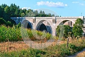 Viaduct in the forest, viaduct railway viaduct, viaduct with arched spans