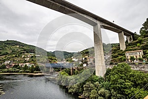 Viaduct near the village of Os Peares, Ourense, Galicia in Spain, where the Sil and Mino rivers converge photo