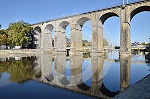 Viaduct on river Mayenne at Laval in France photo