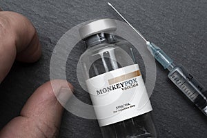 Vial of monkeypox vaccine ready to be injected