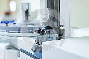 Vials in the autosampler tray.