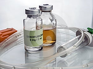 Vials of different size with medication used for neurodegenerative diseases