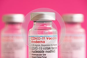 Vials of Moderna vaccine for covid-19