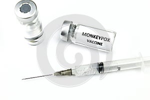 Vials and syringe filled with Monkeypox vaccine