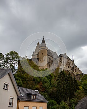 Vianden Castle above the village in Luxembourg