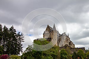 Vianden Castle above the village in Luxembourg