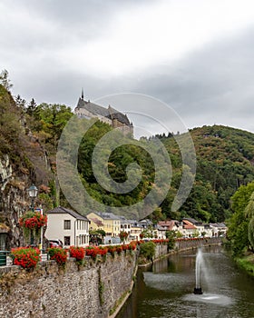 Vianden Castle above the village in Luxembourg