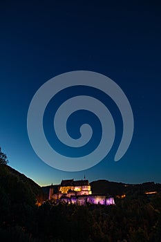 Vianden castle at night. Luxembourg