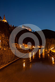 Vianden castle at night. Luxembourg