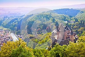 Vianden castle and valley in Luxembourg