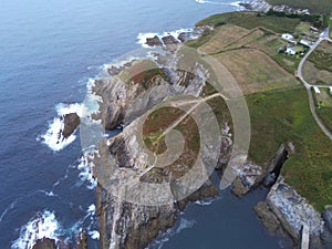 Viavelez, coastal village of Asturias,Spain. Aerial Drone Photo