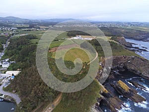 Viavelez, coastal village of Asturias,Spain. Aerial Drone Photo