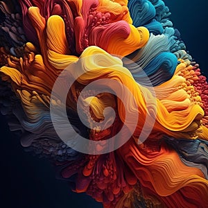 Vibrant 3d Art: Abstract Colored Wave With Realistic And Fantastical Elements