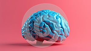 Vibrant 3D brain illustration on a clean white backdrop, showcasing creativity, intelligence detail