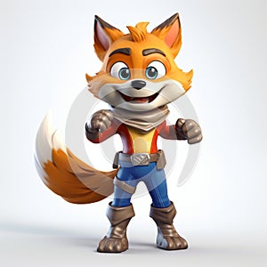 Vibrant 3d Fox Character With Rangercore Style And Playful Recombinations