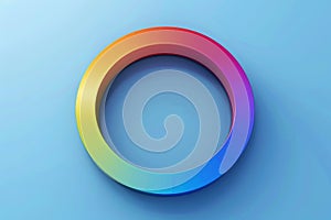 Vibrant 3d rainbow circle with a glossy finish set against a peaceful blue background