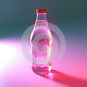 Vibrant 3d Render Of Pink-lit Water Bottle With Spectralist Aesthetics