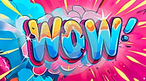 Vibrant 3d wow graffiti artwork on abstract background