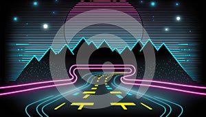 Vibrant 80s Style Neon Background - Eye-Catching Design for Modern Projects. Generative ai illustration