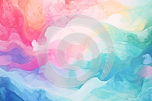 Vibrant abstract art background with swirling pastel hues of pink, blue, green and purple with dreamy feel