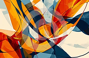 Vibrant abstract art composition with dynamic shapes and colors