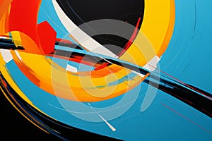 Vibrant abstract art composition with dynamic shapes and colors