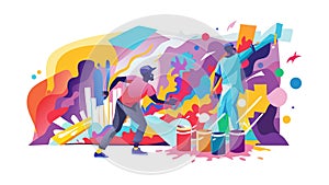 Vibrant Abstract Art Creation, Dynamic Artistic Expression, vector design Generative AI