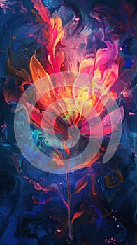 Vibrant abstract art resembling a fiery flower