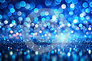 Blue bokeh background created by neon lights. 3d rendering photo