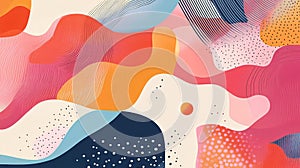 Vibrant abstract background design with colorful blobs and dynamic flowing lines