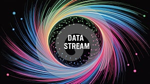 Colorful data stream abstract background for technology and big data visualization concept design