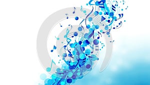 Abstract Blue Music Notes Background