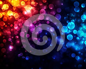 Vibrant abstract background featuring glowing bubbles in orange, pink, and blue hues, creating dynamic and colorful visual effect