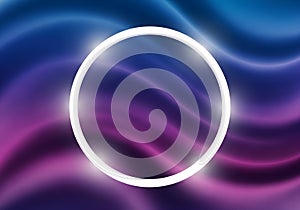 Glowing White Circle on Abstract Blue Purple Wavy Background