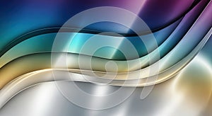 Abstract Metallic Gradient Wave Background Modern Colorful Blue, Purple, Gold, Silver Curves Design
